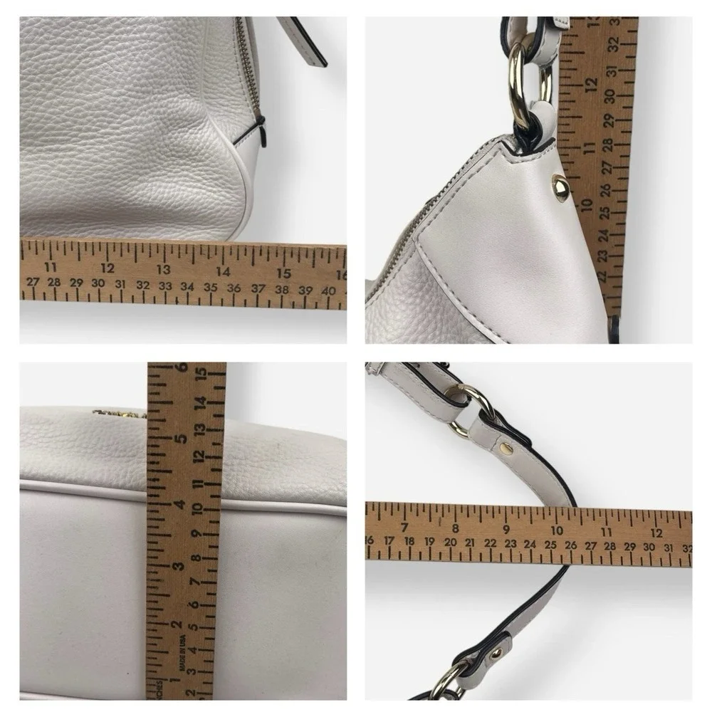 Calvin Klein Ivory Bone White‎ Hobo Pebbled Leather Adj Strap Shoulder Bag Purse